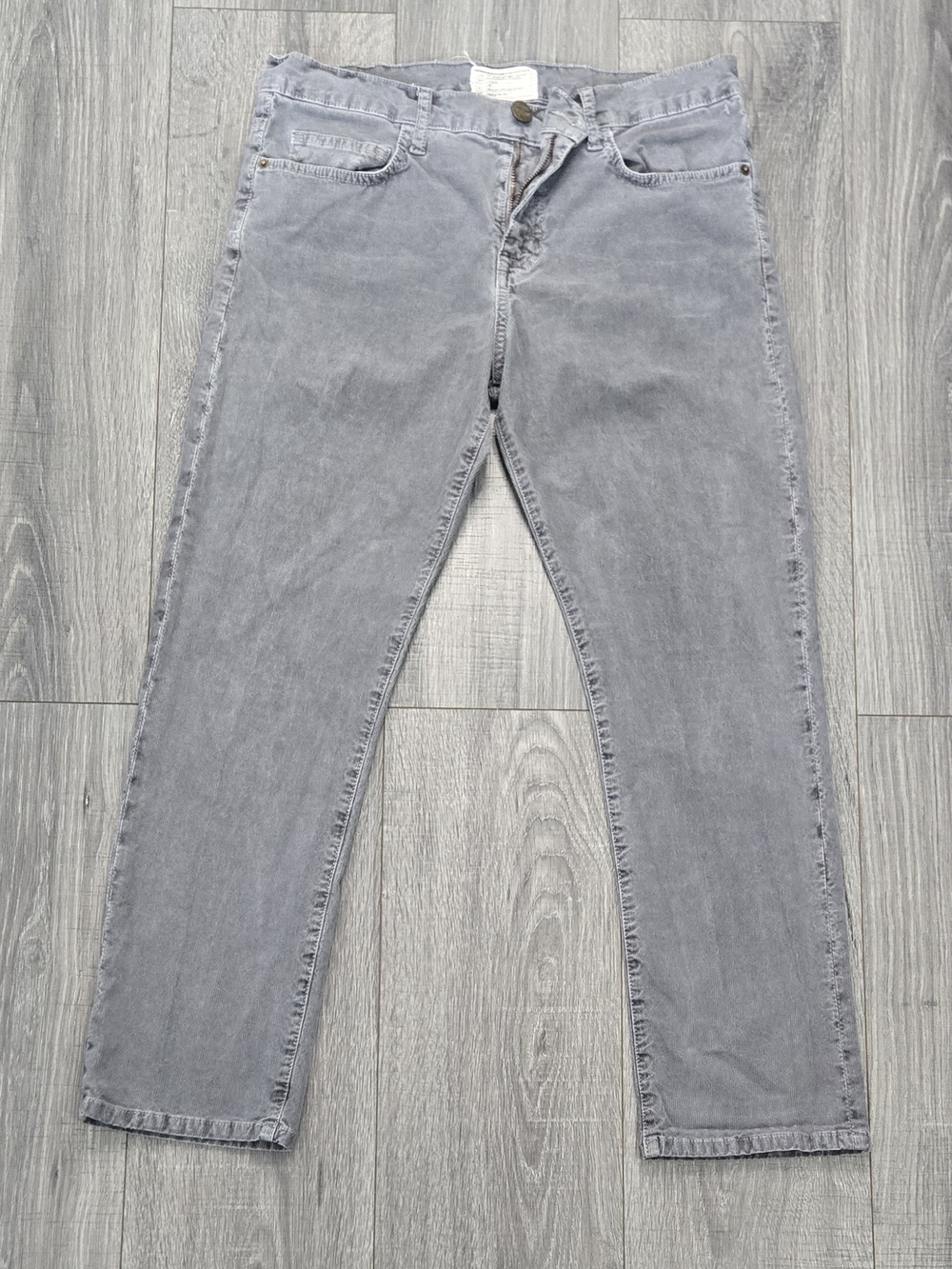 Current/Elliott Gray Corduroy Jeans Womens 27 Made USA Straight Skinny Pants.